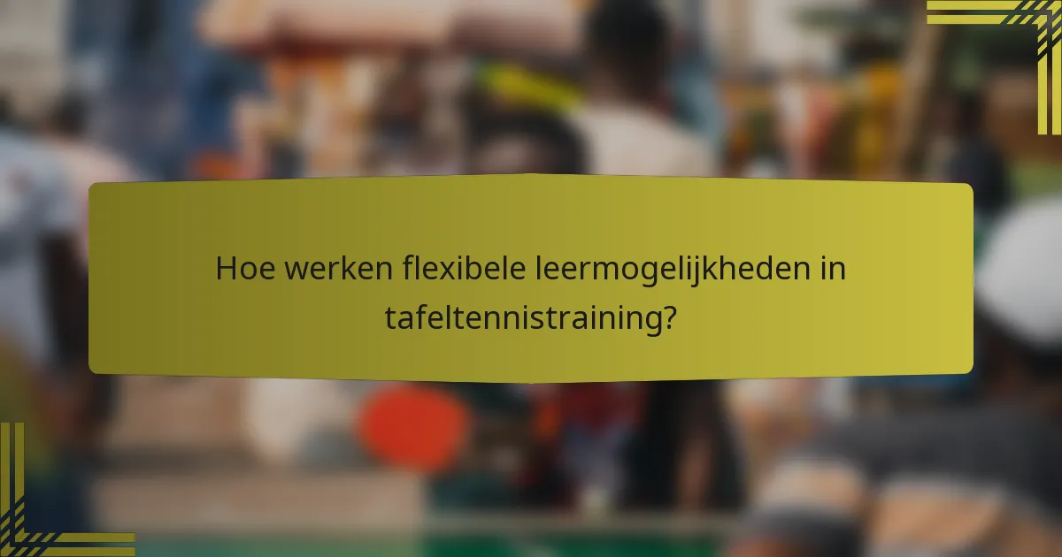 Hoe werken flexibele leermogelijkheden in tafeltennistraining?