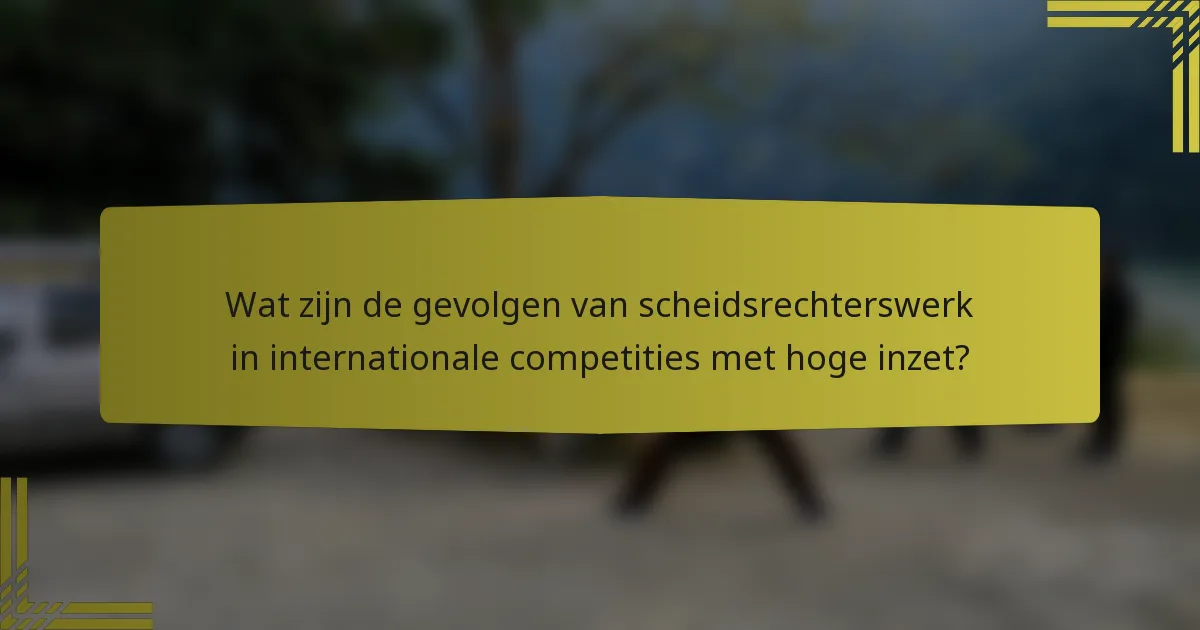 Wat zijn de gevolgen van scheidsrechterswerk in internationale competities met hoge inzet?