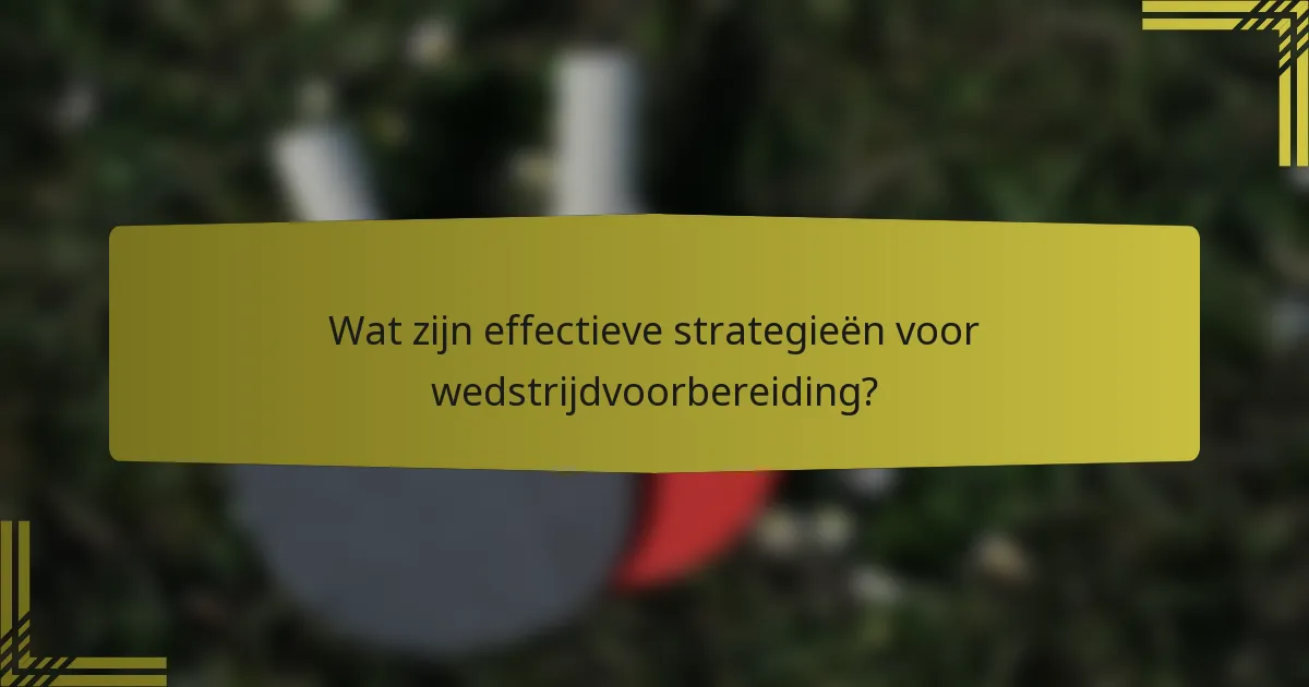Wat zijn effectieve strategieën voor wedstrijdvoorbereiding?