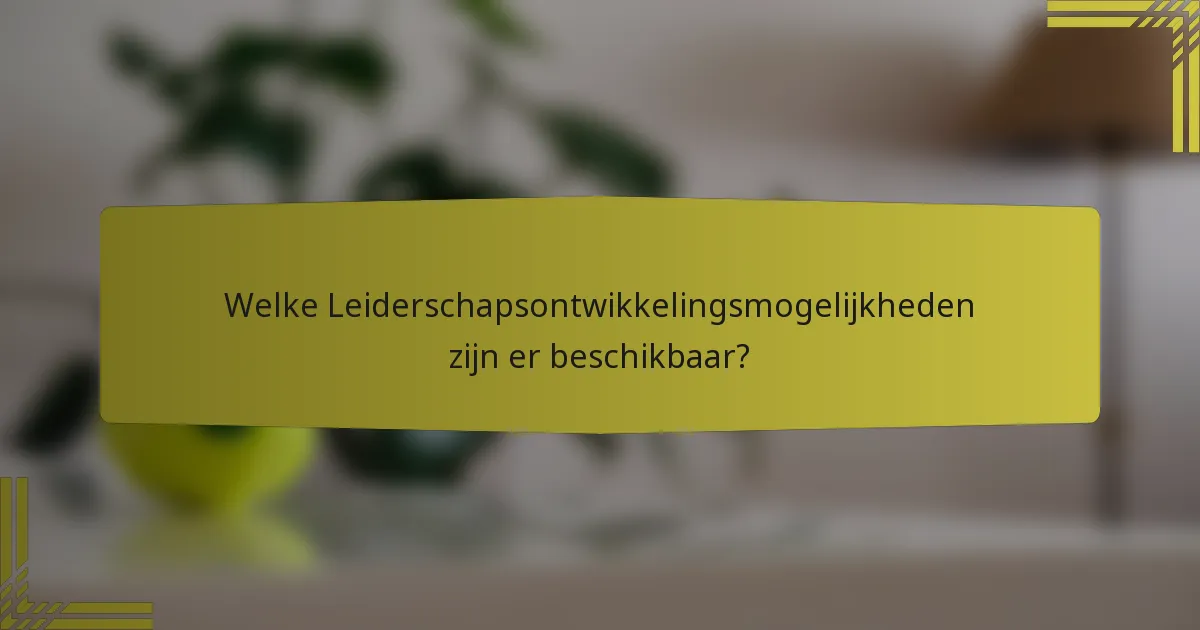 Welke Leiderschapsontwikkelingsmogelijkheden zijn er beschikbaar?